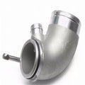 Aluminium alloy 90-degree turbocharger outlet elbow for lateral engine applications