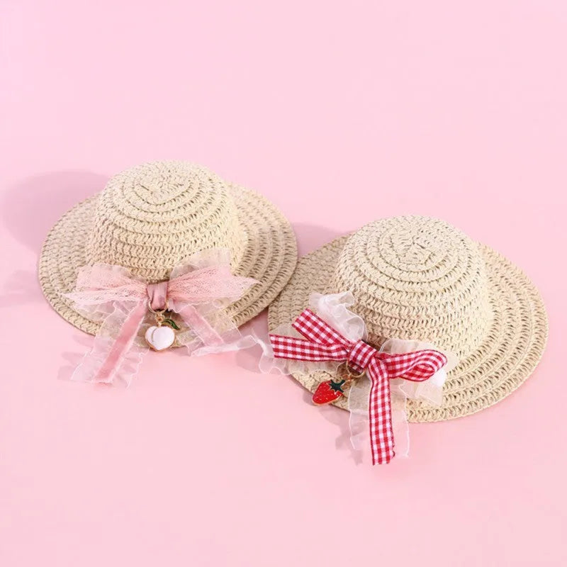 Handmade adjustable bowknot pet hat for a dog or cat in a cartoon style.