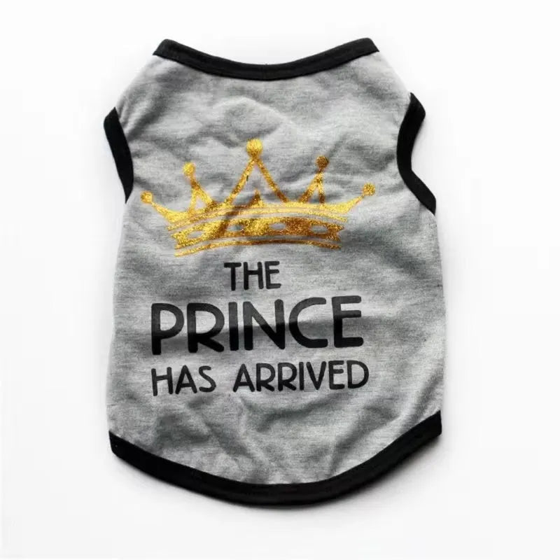 Cotton puppy vest for summer in various colours including black, blue, grey, and pink options