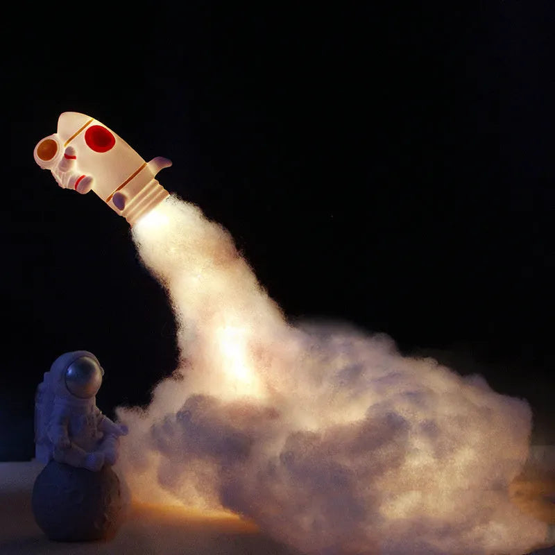DIY astronaut rocket LED night light kit with warm white lighting and battery/USB power options