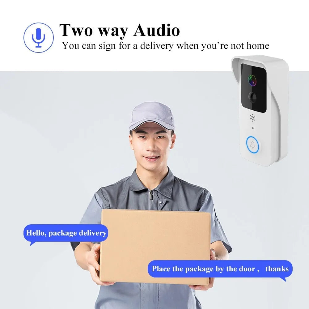 Waterproof HD visual doorbell with battery power and smartphone notifications