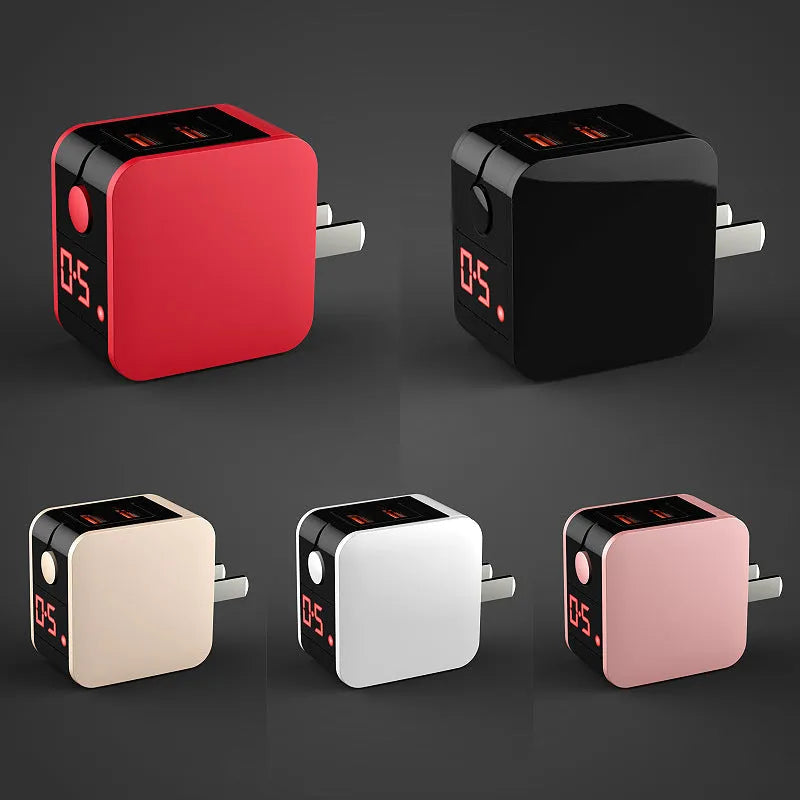 5V2.4A dual USB fast travel charger with digital display showing charging status