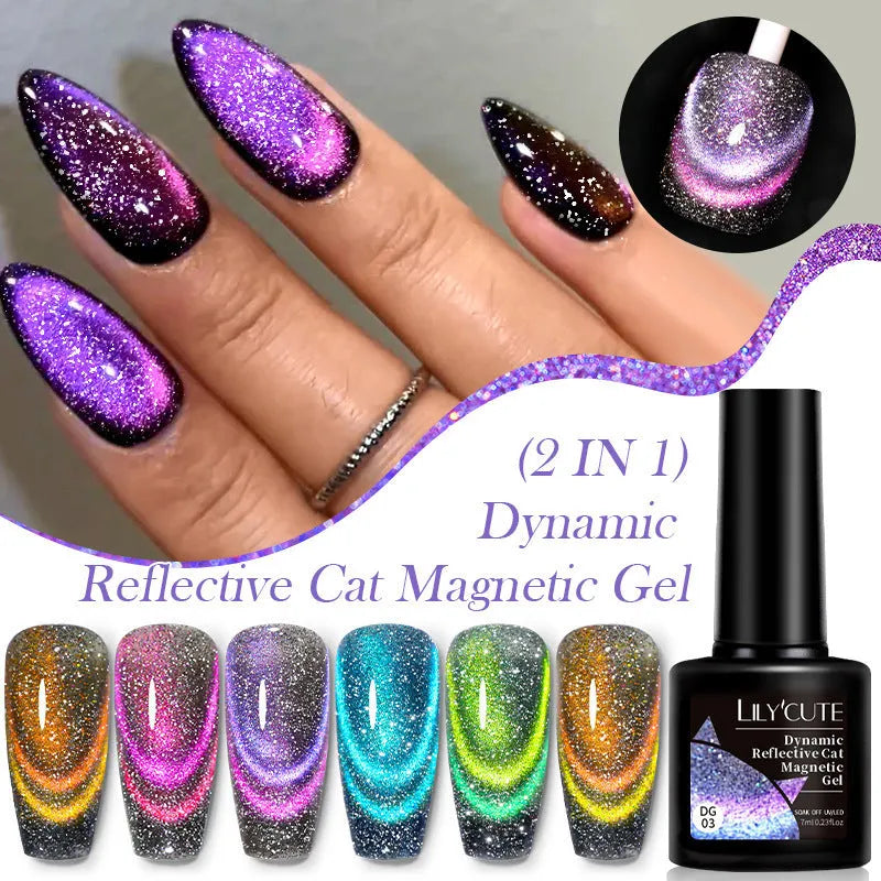 Cat eye series UV brilliant nail polish gel with diamond glitter in six colour variations