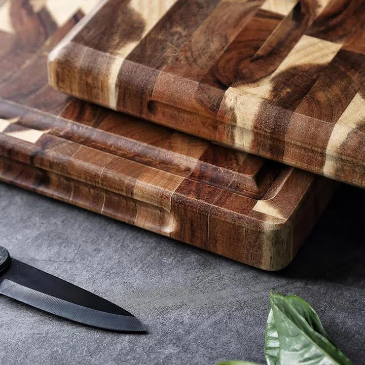 Brown solid wood cutting board made from imported acacia wood with 3cm thickness