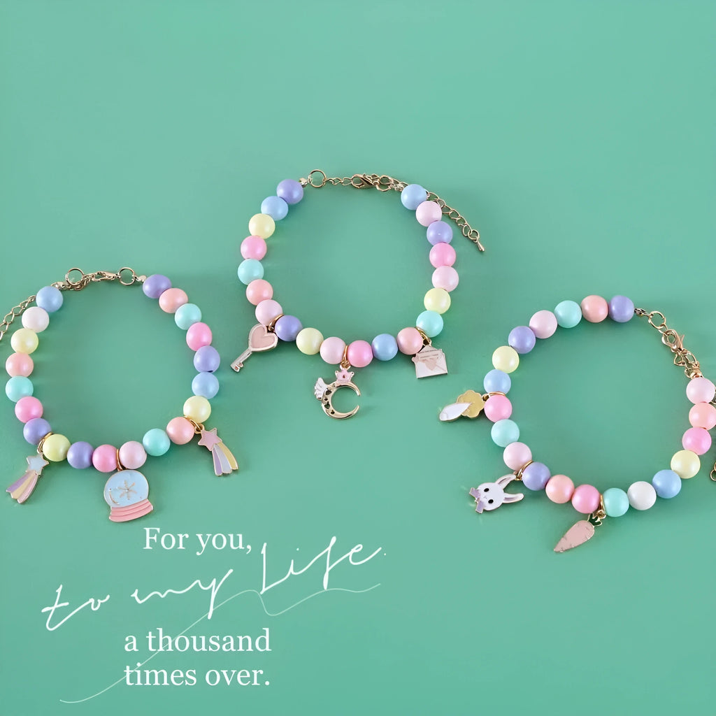 Macaron-themed colourful resin collar and bracelet set for cats or dogs in six design options.
