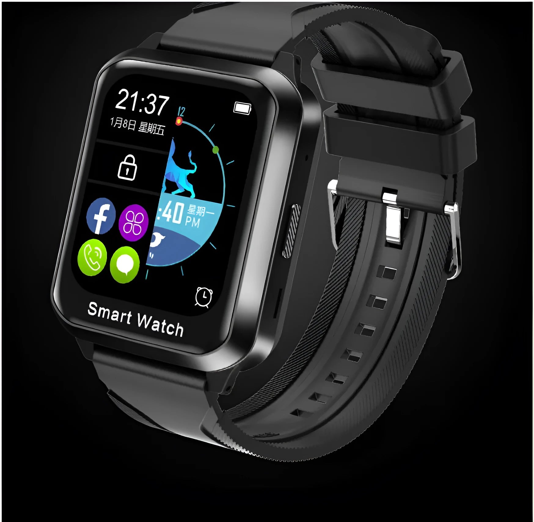 Smart bracelet with split screen display showing password lock interface on silicone wristband