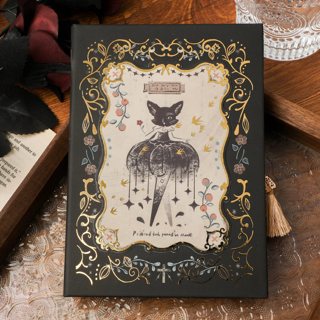 Retro art THALO gothic style A5 notebook with wood pulp paper and artistic cover design