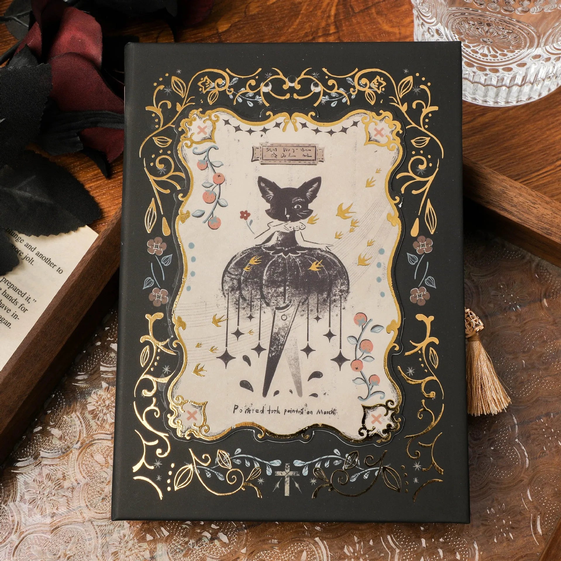 Retro art THALO gothic style A5 notebook with wood pulp paper and artistic cover design