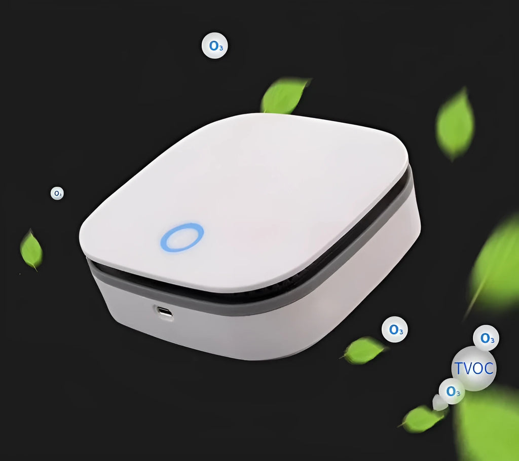 White compact USB negative ion air purifier for car cabin use