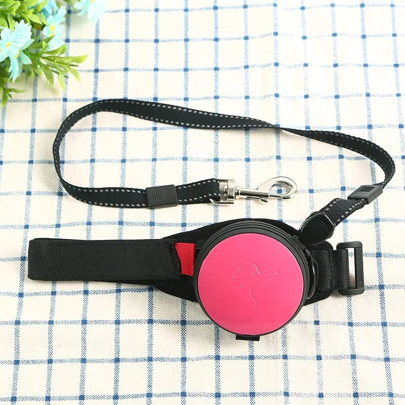 Pet Holding Hands 3 metre automatic retractable dog lead in vibrant orange with keylock button.