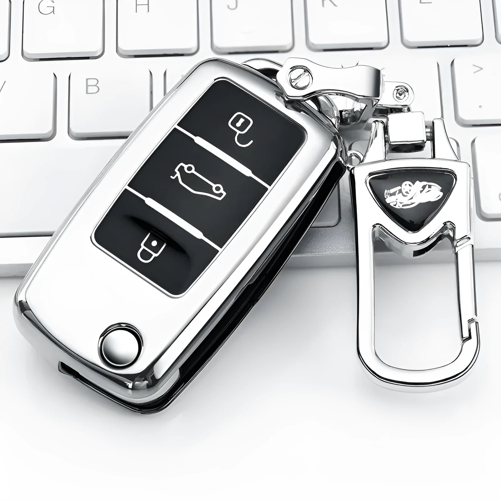 Volkswagen Model A folding key case in TPU with buckle attachment in four colour options