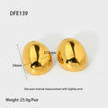 Women's geometric ear studs with exaggerated glazed surface in DFE139 gold colour tone