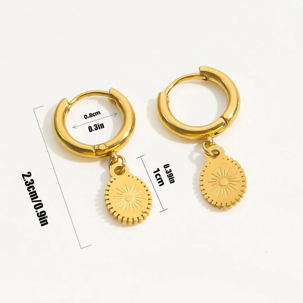 Stainless steel geometric earrings with elliptical shape in colour XY-EH005