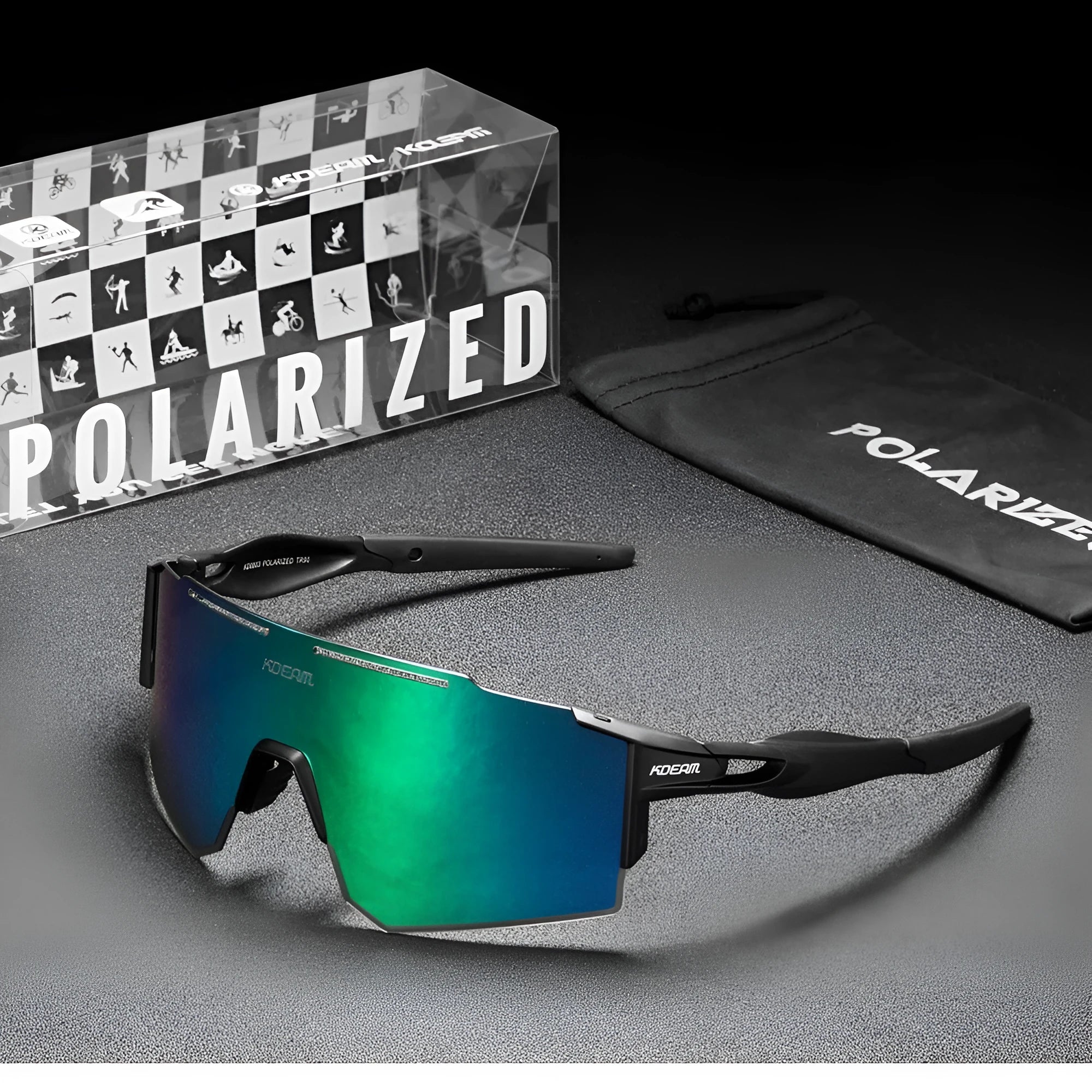 Polarized frameless sports sunglasses with TR90 frame in regular fit for cycling