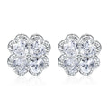 925 silver heart-shaped earrings with four-leaf clover design and zircon detailing in white gold colour