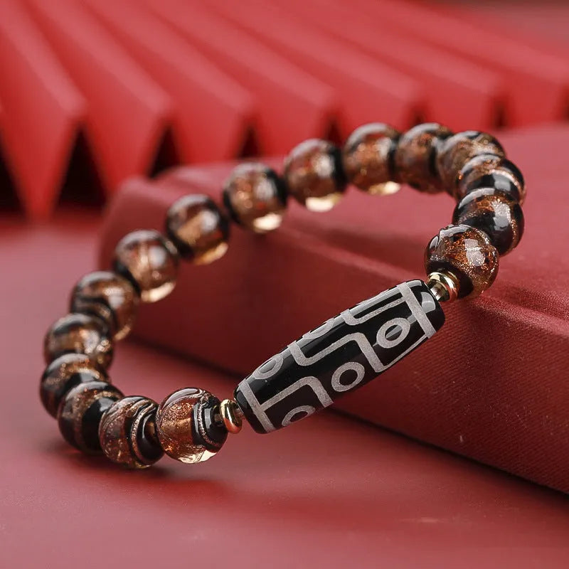 Chinese-style coloured glaze bracelet with five-colour snake lucky beads and auspicious patterns.