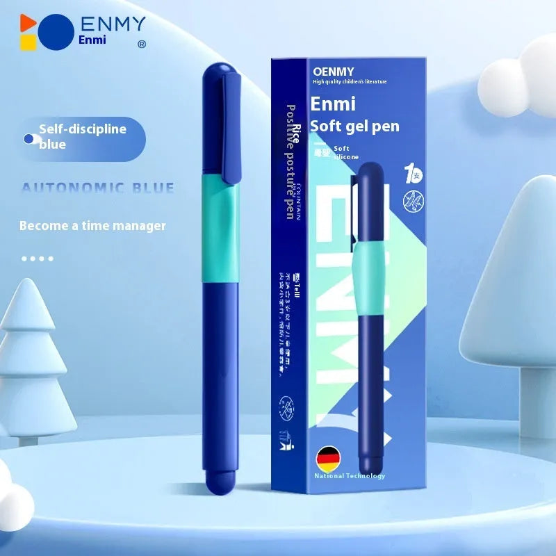 Student posture correction pen in plastic with four colour options including blue, purple, and orange
