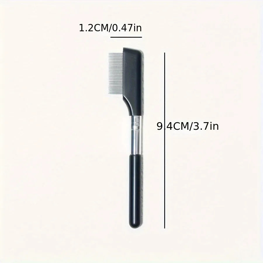 Black pet grooming brush with soft bristles and a comb for gentle eye cleaning on dogs and cats.