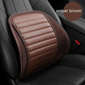 Genuine leather car lumbar support cushion shown in sapphire blue colour