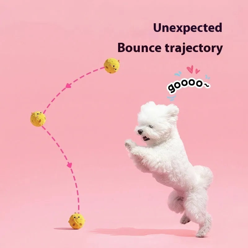 Dog cartoon acanthosphere sounding toy for pet molar teeth cleaning in spherical shape