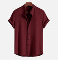 Men's short sleeve loose shirt in polyester fabric available in multiple colours including black, white and navy blue