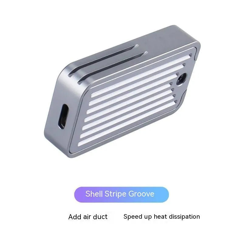Silver aluminium alloy M.2 SSD enclosure measuring 5.2cm with dual protocol support
