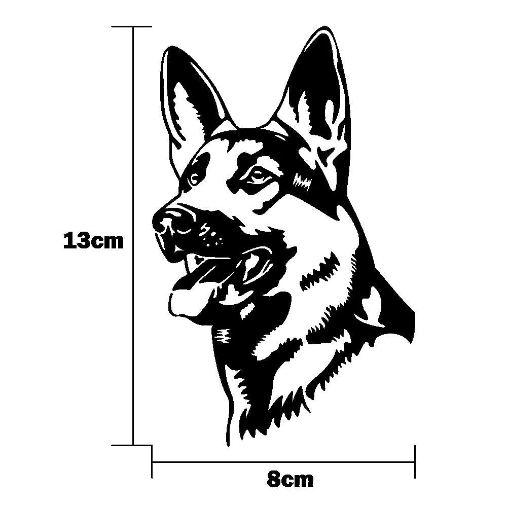 Reflective Alsace Shepherd dog bumper sticker measuring 13cm by 8cm in multiple colour options