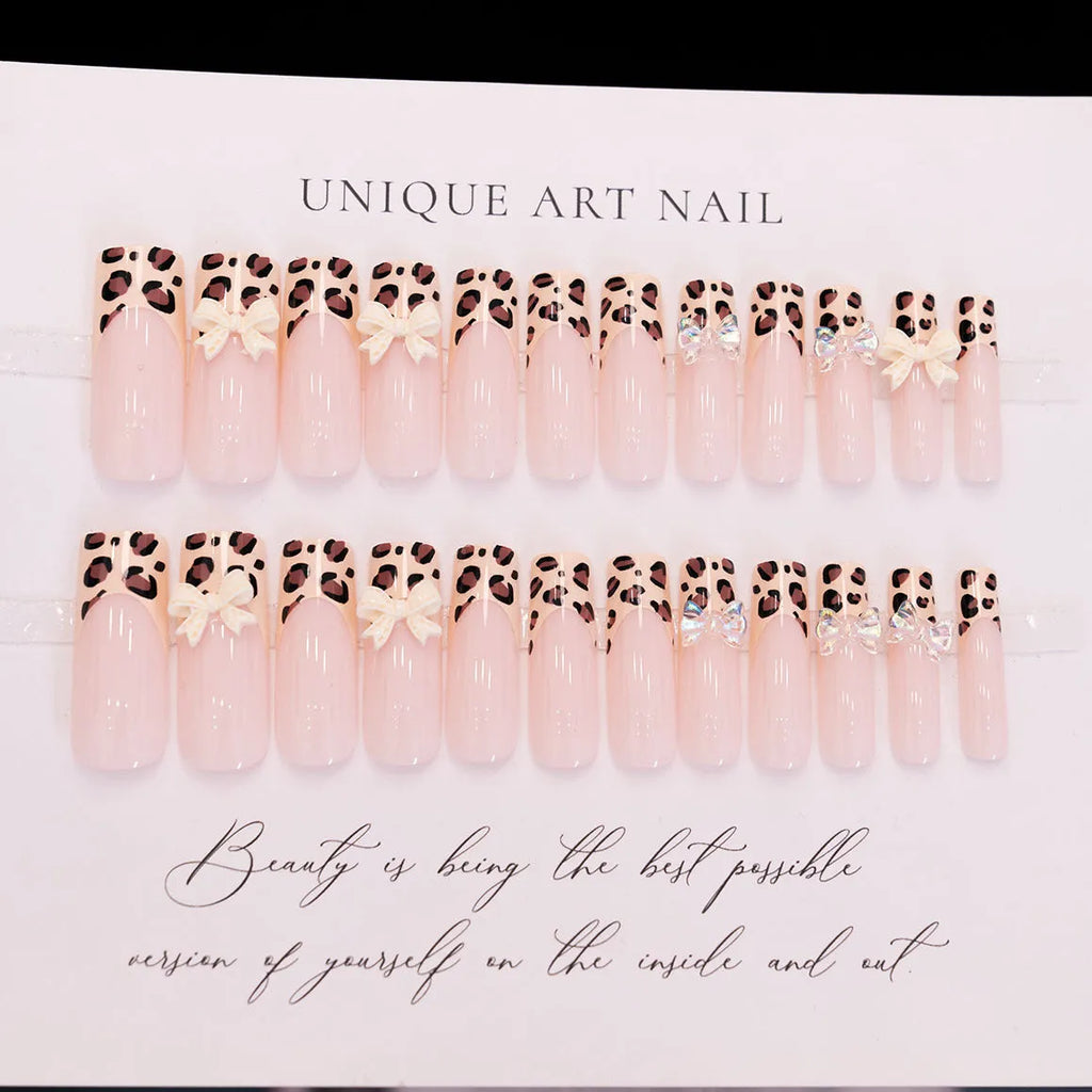 Leopard print pattern butterfly design nail art stickers for manicure decoration.