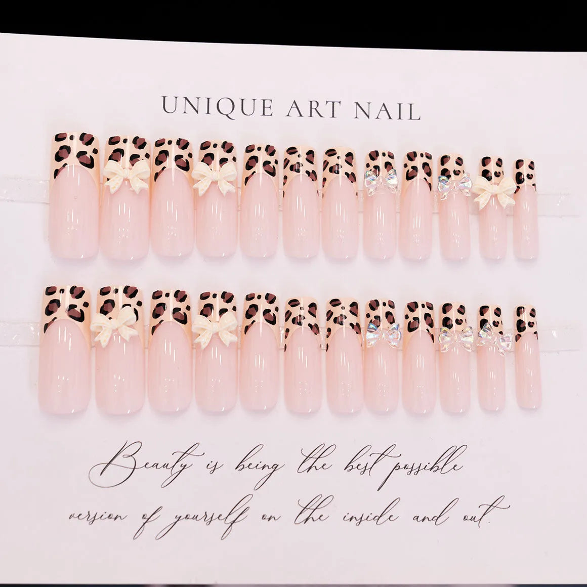 Leopard print pattern butterfly design nail art stickers for manicure decoration.
