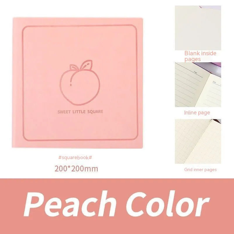Square notebook with textured mesh faux leather cover, open to show Daolin paper pages.