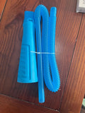 Blue plastic suction pipe vacuum cleaner head with round cleaning attachment, 114cm length