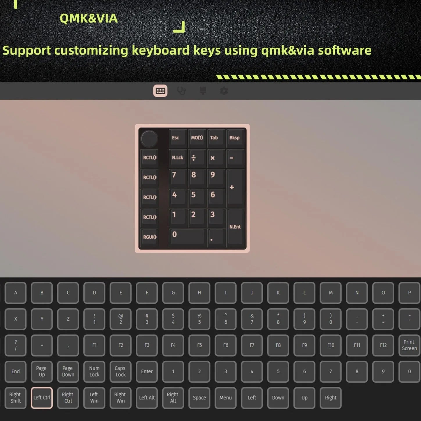 Wireless mechanical numeric keyboard with 0-9 keys in black colour option