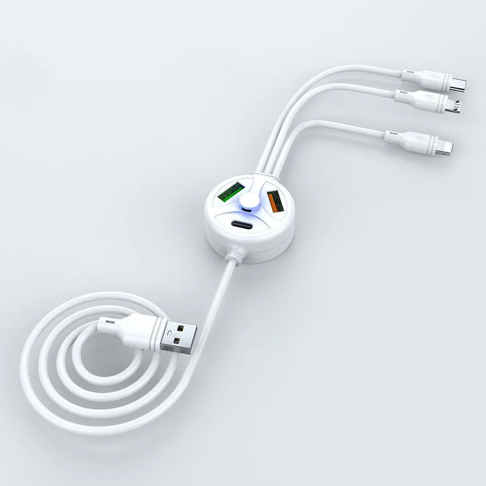 Multi-interface mobile phone charging cable with USB, Mini USB, Micro USB, and TYPE-C connectors