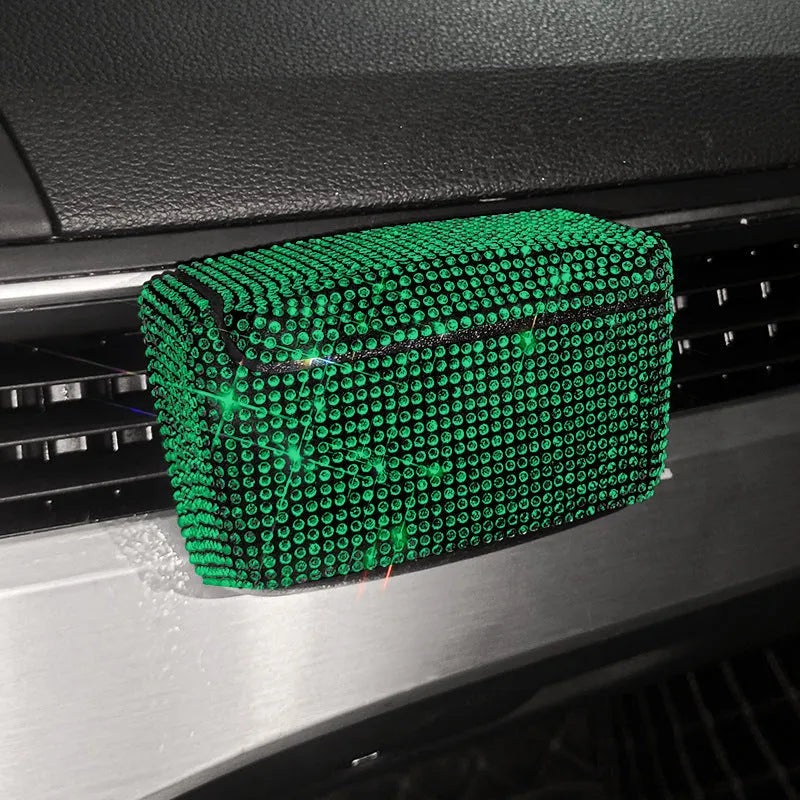 Covered plastic car ashtray with air outlet design in diamond series colours measuring 10x7x5cm
