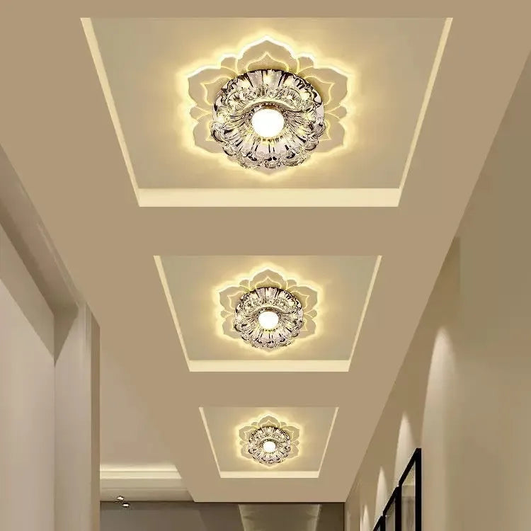 Modern minimalist round crystal ceiling lamp for corridor with 11W colourful light options