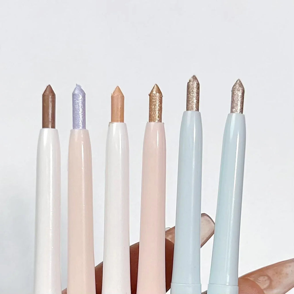 2-in-1 waterproof and sweat-proof eye shadow pen in six colour classifications including camellia milk apricot and daisy petty gold