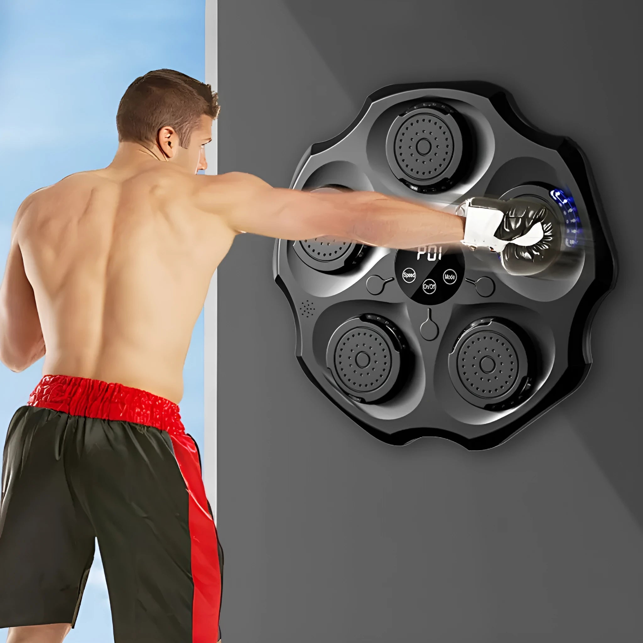 Bluetooth music boxing wall target hanging on wall with included glove for home fitness training