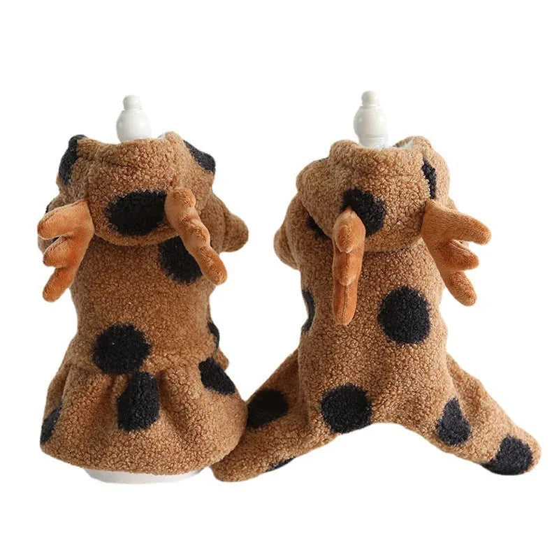 Polka dot elk couple pet clothing for dogs and cats in casual style with five size options