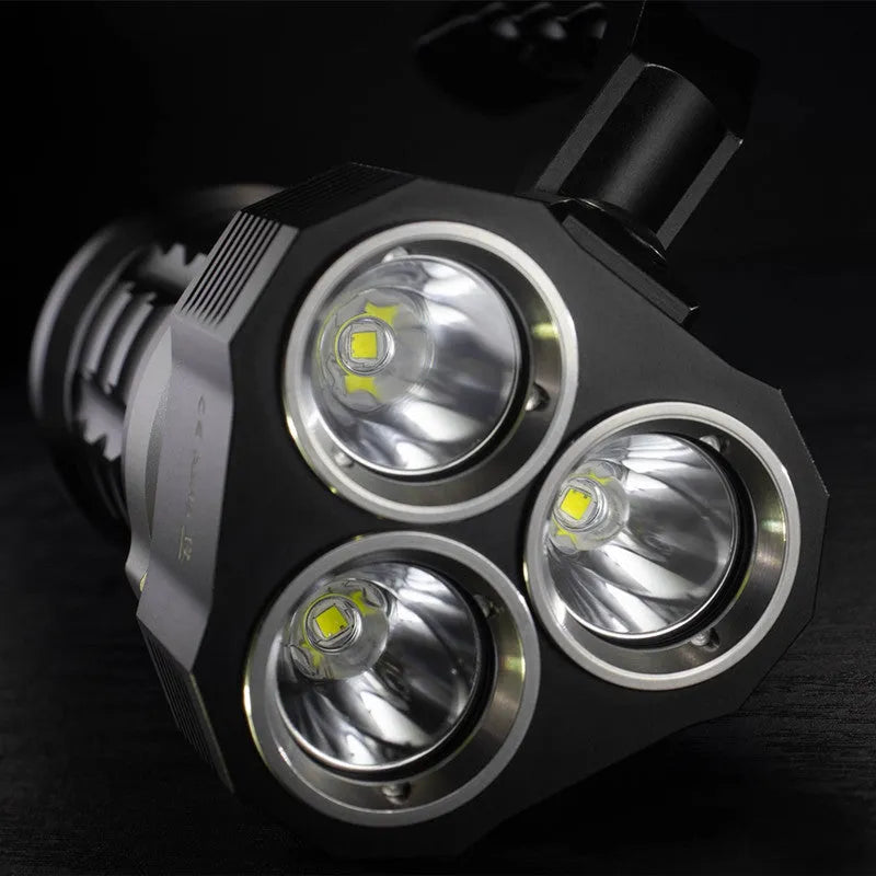 Aluminium alloy diving flashlight with tube design showing 18cm length