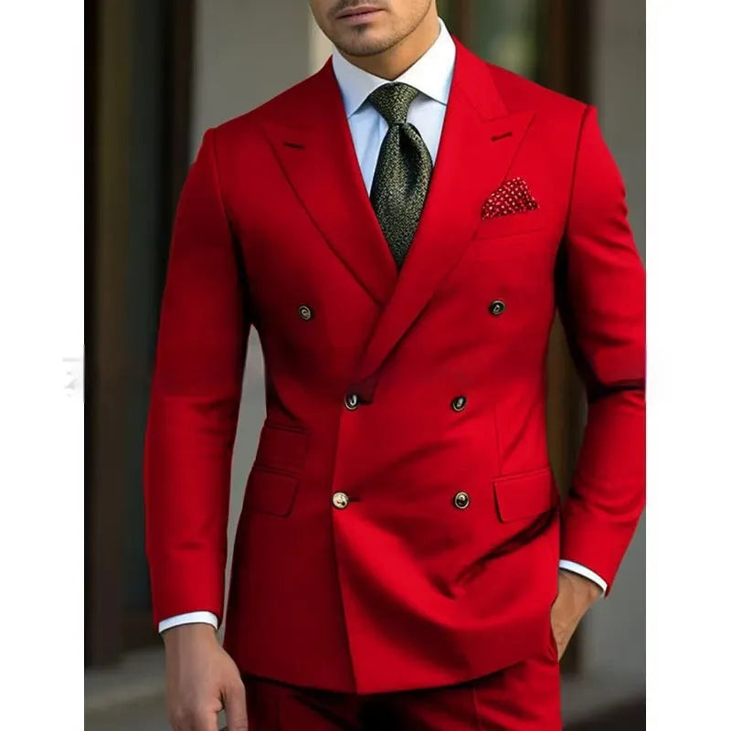 Men's regular fit two-piece suit jacket and trousers in a light business style.