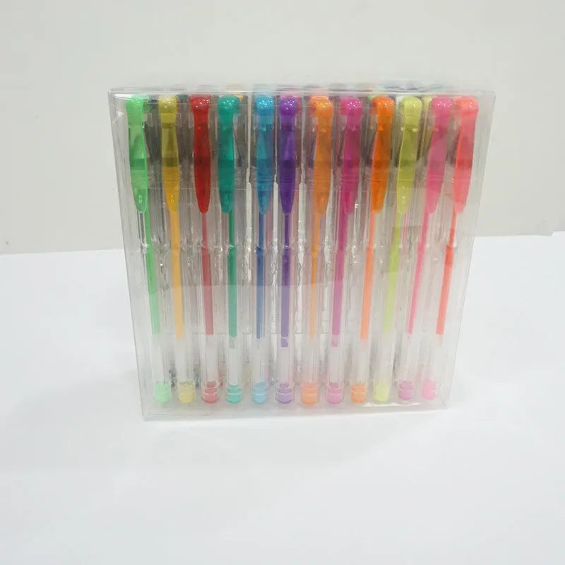 100 gel colour pens in assorted bright watercolour and highlighter colours with dual 0.5mm and 1.0mm tips