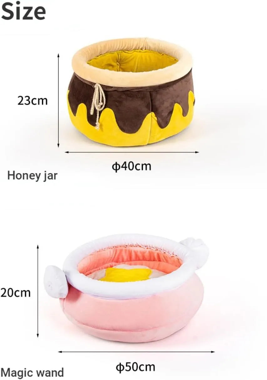 Magic honey pot shaped cat sofa bed with removable cushion in pink or yellow for small pets