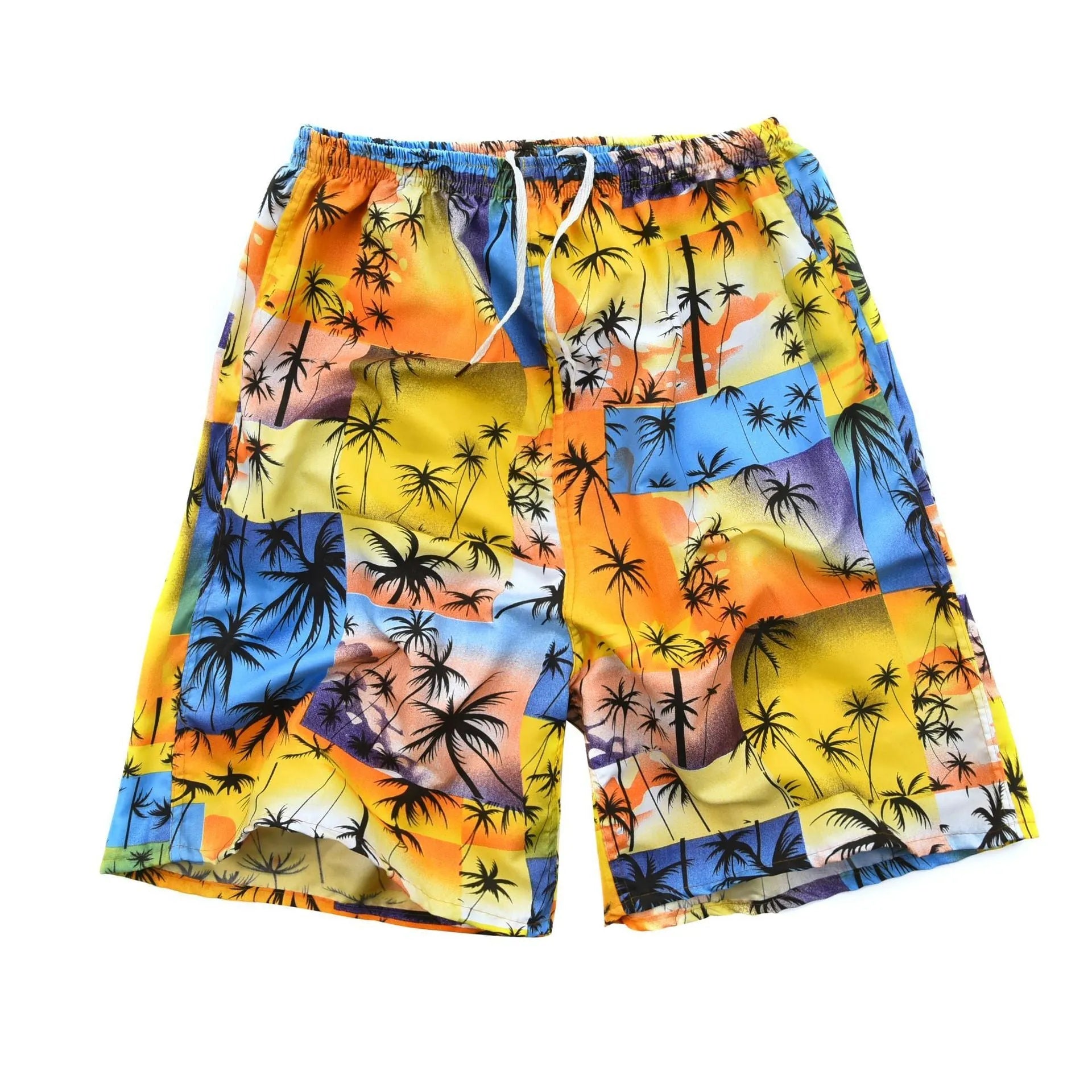 Men's floral print five-point swimming trunks in polyester fabric available in twenty-four pattern options