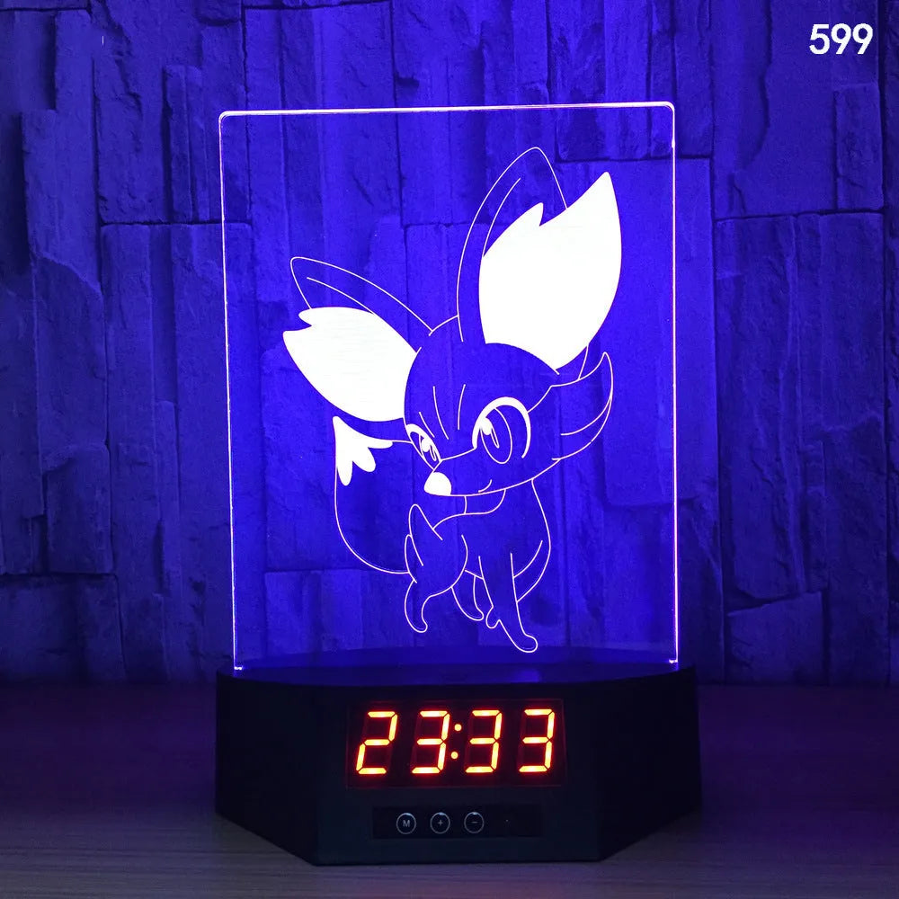 Glowing blue dolphin 3D LED night light on table with wireless charging spot
