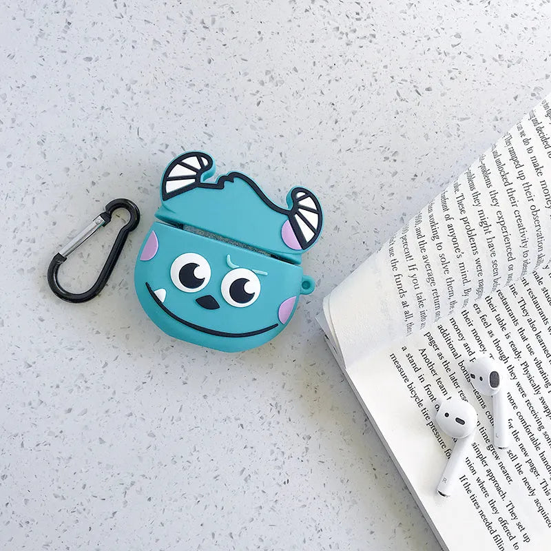Silicone AirPods case with cartoon animal design in multiple colour options