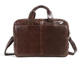 Brown cowhide leather business briefcase with 18-inch size for laptop and document organisation