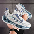 Men's low-top mesh sports shoes in black with an elastic band closure and a light-coloured sole.