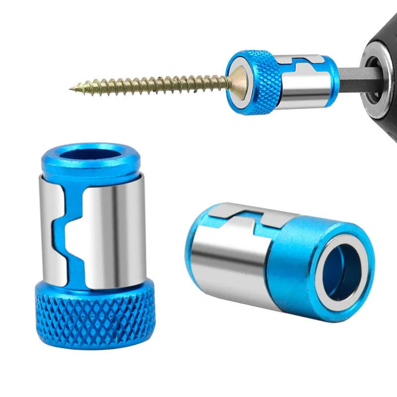 Light blue slotted screwdriver bit with magnetic ring for metric screws
