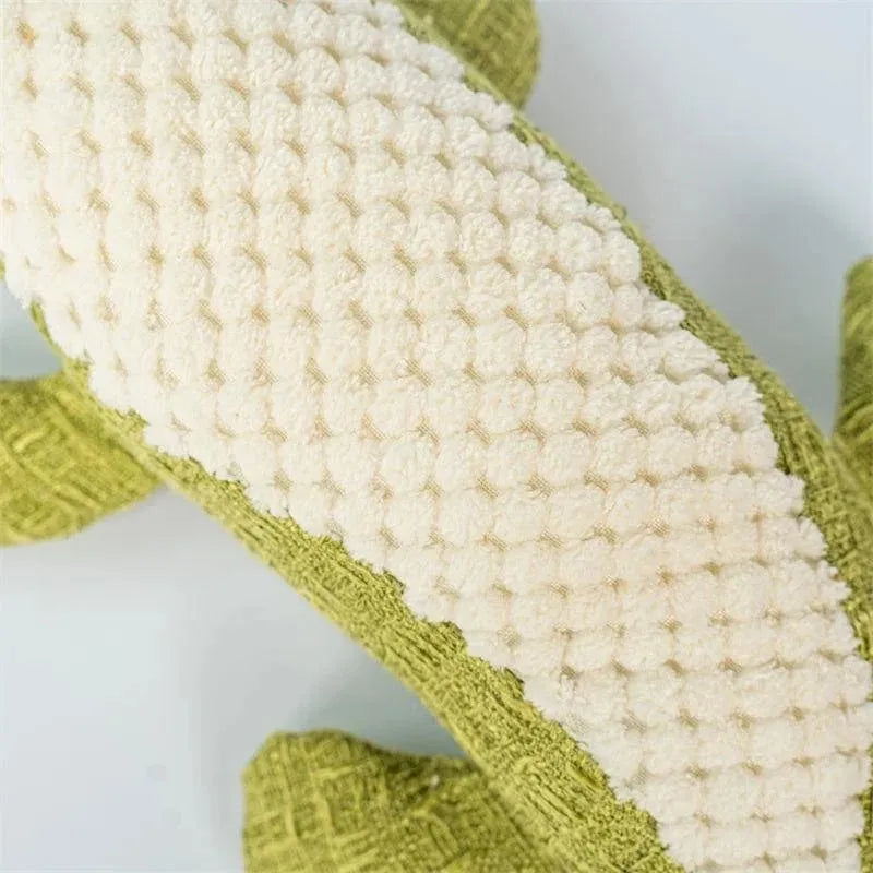 Corn grid pattern pet plush toy in blue, green, and red colours for cat and dog chewing with biting sound