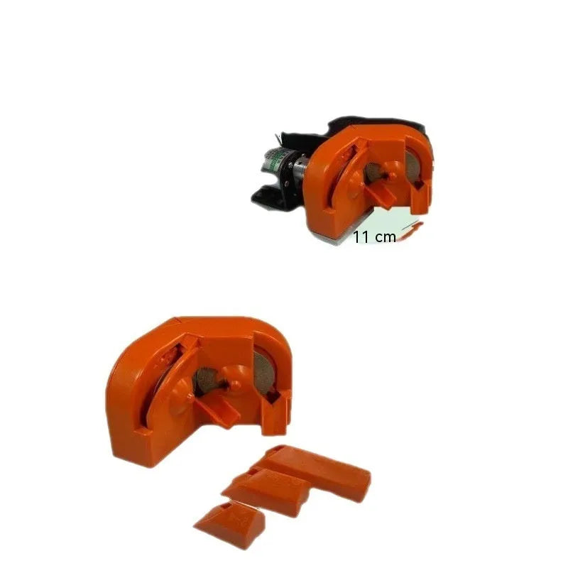 Portable grinding drill tool with orange and black sander sets and replacement wheels